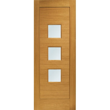 XL Joinery Pre-Finished Ext Oak Double Glazed Turin Door with Obscure Glass 1981 x 838 x 44mm  (78" x 33") Oak Finish