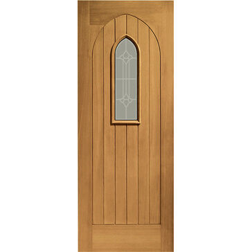 XL Joinery Pre-Finished External Oak Double Glazed Westminster Door with Decorative Glass 1981 x 838 x 44mm  (78" x 33") Oak Finish