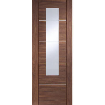 XL Joinery Internal Walnut Pre-Finished Portici Door with Clear Glass Walnut Finish
