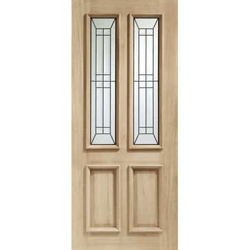XL Joinery External Oak Triple Glazed Malton Door Diamond Glass with Black Caming Oak Finish