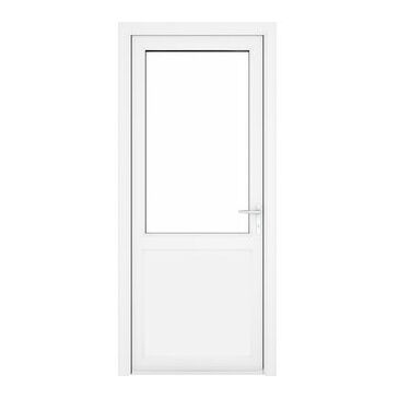 Crystal White uPVC 2 Panel Clear Triple Glazed Single External Door (Left Hand Open)