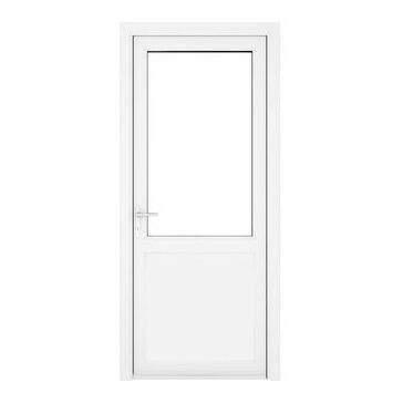 Crystal White uPVC 2 Panel Clear Triple Glazed Single External Door (Right Hand Open)