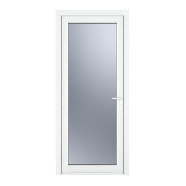 Crystal White uPVC Full Glass Obscure Triple Glazed Single External Door (Left Hand Open)