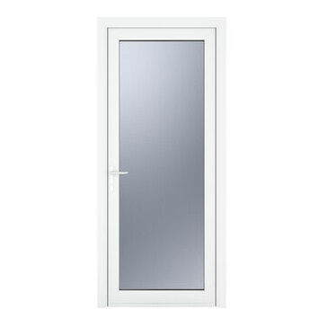 Crystal White uPVC Full Glass Obscure Triple Glazed Single External Door (Right Hand Open)