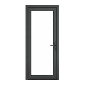 Crystal Grey/White uPVC Full Glass Clear Triple Glazed Single External Door (Left Hand Open)
