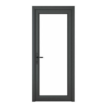 Crystal Grey/White uPVC Full Glass Clear Triple Glazed Single External Door (Right Hand Open)