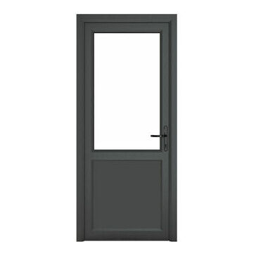 Crystal Grey/White uPVC 2 Panel Clear Triple Glazed Single External Door (Left Hand Open)