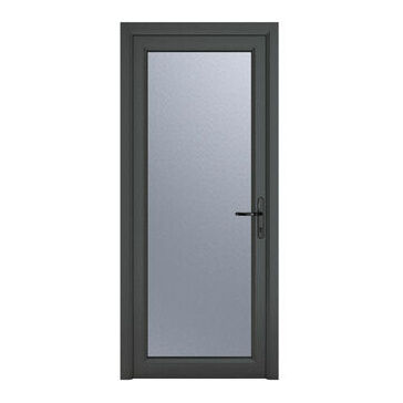 Crystal Grey/White uPVC Full Glass Obscure Triple Glazed Single External Door (Left Hand Open)