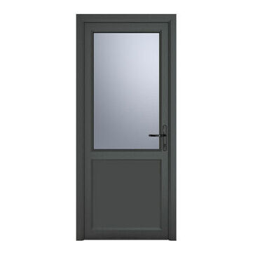 Crystal Grey/White uPVC 2 Panel Obscure Triple Glazed Single External Door (Left Hand Open)