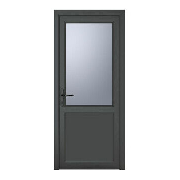 Crystal Grey/White uPVC 2 Panel Obscure Triple Glazed Single External Door (Right Hand Open)