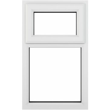 Crystal Top Hung Opening Over Fixed Light uPVC Triple Glazed Window - White
