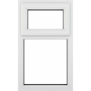 Crystal Top Hung Opening Over Fixed Light uPVC Triple Glazed Window - White