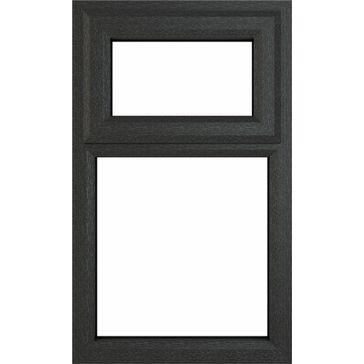Crystal Top Hung Opening Over Fixed Light uPVC Triple Glazed Window - Grey