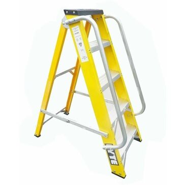 Lyte Heavy Duty EN131-2 Professional Non-Conductive Swingback Step Ladder (Handrails Both Sides)
