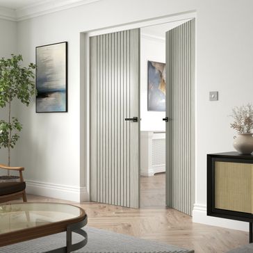 JB Kind Aria Grey Pre-Finished Grooved Laminate Internal Door alternative