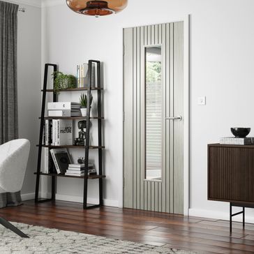 JB Kind Aria Grooved Grey Pre-Finished 1 Light Glazed Internal Door alternative