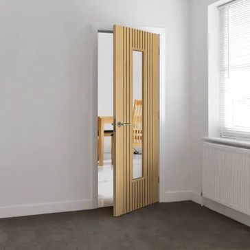 JB Kind Aria Grooved Pre-Finished Oak 1 Light Glazed Internal Door alternative