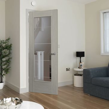 JB Kind Tigris Pre-Finished Light Grey Glazed Internal Door alternative