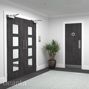 Deanta F100 Pre-Finished Dark Grey Ash Veneer Flush Internal Door alternative