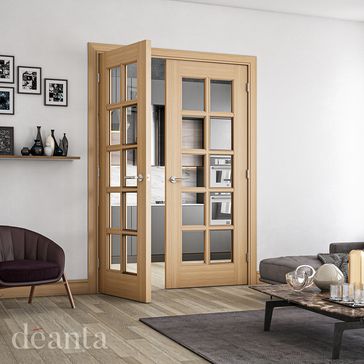 Deanta Bristol Unfinished Oak 10 Light Glazed Internal Door alternative
