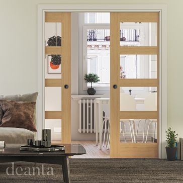 Deanta Coventry Pre-Finished Oak Glazed FD30 Fire Door alternative