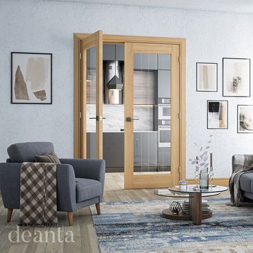 Deanta Ely Pre-Finished Oak 1 Light Glazed Door alternative