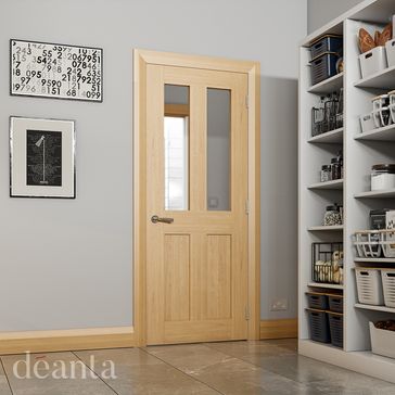Deanta Eton Unfinished Oak Glazed Internal Door alternative