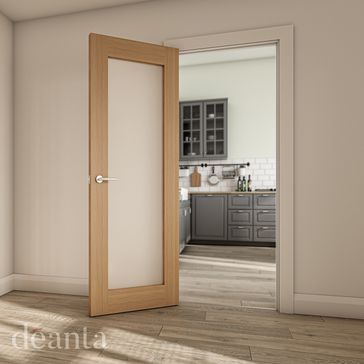 Deanta Walden Unfinished Oak Frosted Glazed Internal Door alternative