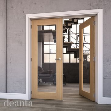 Deanta Walden Unfinished Oak Fully Glazed Internal Door alternative