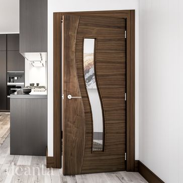 Deanta Cadiz Pre-Finished Walnut Glazed Internal Door alternative