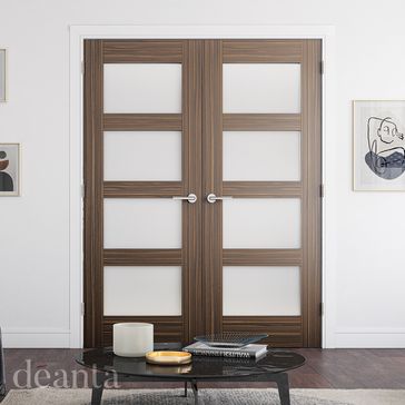 Deanta Coventry Pre-Finished Walnut Frosted Glazed Internal Door alternative