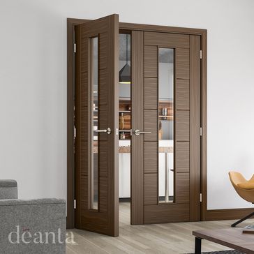 Deanta Seville Pre-Finished Black Walnut 1 Light Glazed Internal Door alternative