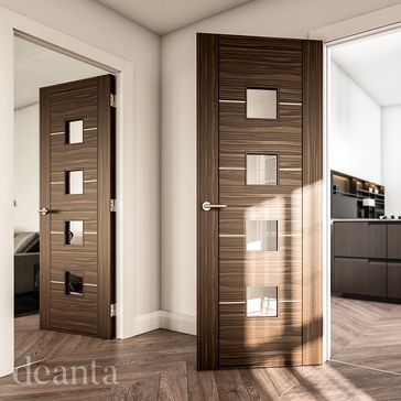 Deanta Valencia Pre-Finished Black Walnut 4 Light Glazed Internal Door alternative