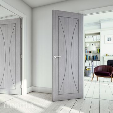 Deanta Sorrento Curved Panel Pre-Finished Light Grey Ash Internal Door alternative