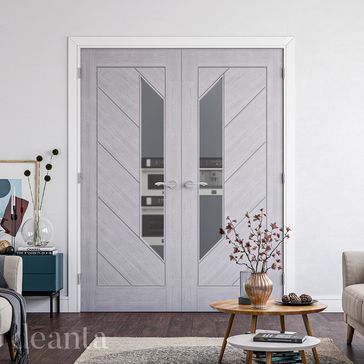 Deanta Torino Light Grey Pre-Finished Ash 1 Light Glazed Internal Door alternative