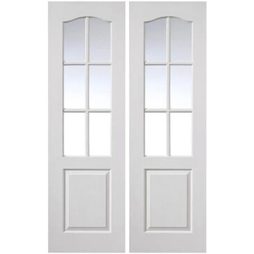 JB Kind Classique White Primed 6 Light Glazed Rebated Door Pair