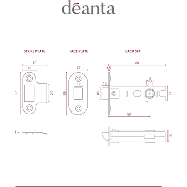 Deanta Satin Nickel Tubular Latch alternative