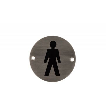 Deanta 3.0" Round Steel Male Pictogram Sign