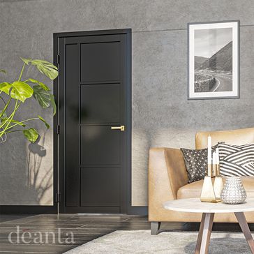 Deanta Brixton Modern 5 Panel Pre-Finished Black Internal Door alternative
