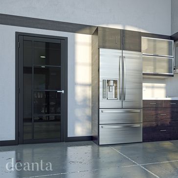 Deanta Brixton Industrial Black Pre-Finished 5 Light Tinted Glazed Internal Door alternative