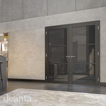 Deanta Camden Pre-Finished Black Tinted Glazed Internal Door alternative