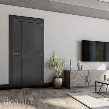 Deanta Dalston Modern 6 Panel Pre-Finished Black Internal Door alternative