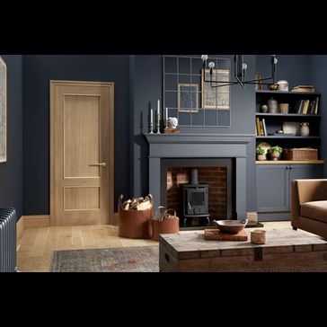 LPD Murcia Pre Finished Oak 2 Panel FD30 Fire Door alternative