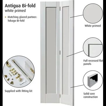 JB Kind Antigua Shaker Panel White Primed Bi-Fold Door 1981mm x 762mm alternative