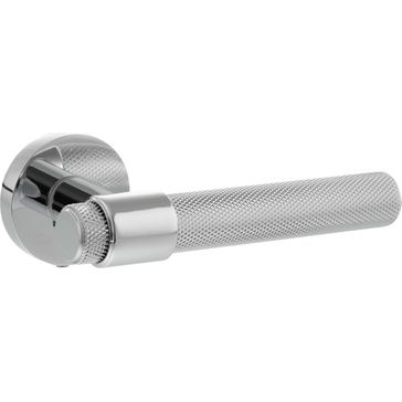 Senza Pari Andretta Knurled Lever Door Handle on Round Rose (Pair)