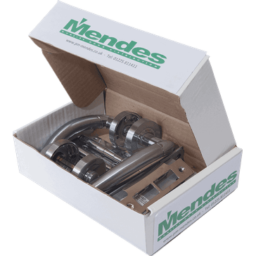 Mendes Falcon FD30 Lever On Round Rose - Polished Chrome / Satin Chrome - Door Handle Pack alternative