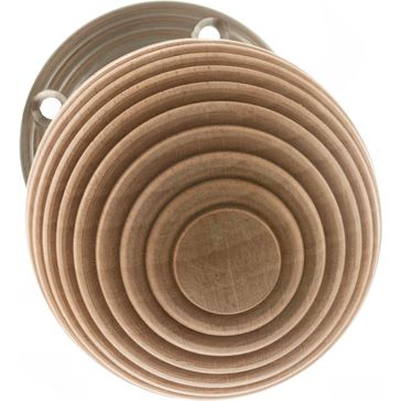 Old English Bridlington Wooden Reeded Beehive Door Knob on Face Fix Rose