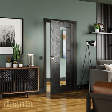 Deanta Seville Brushed Black Oak Glazed Internal Door alternative