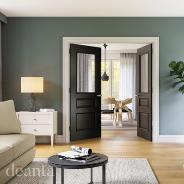 Deanta Windsor Black Prefinished Bevelled Glazed Internal Door alternative