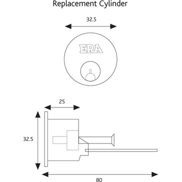 ERA 32.5mm Replacement 5-Pin Rim Door Cylinder With 3 Keys alternative